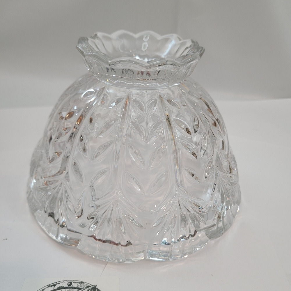 Rare Glass Lamp Shade Replacement Clear Pressed Scalloped Wheat Pattern 3" Fit